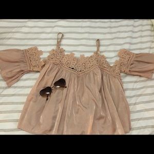 Pink peek-a-boo lace top